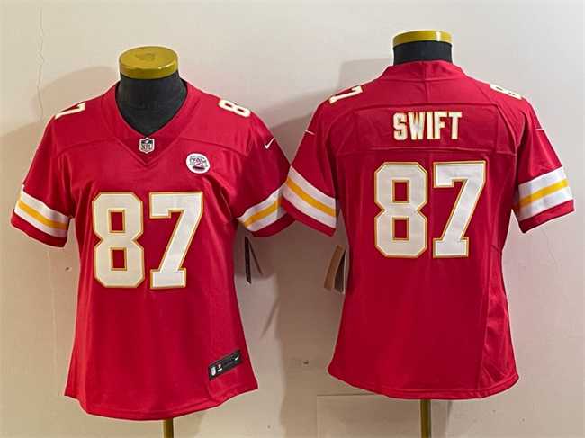 Women%27s Kansas City Chiefs #87 Taylor Swift Red Vapor Untouchable Limited Football Stitched Jersey(Run Small)->women nfl jersey->Women Jersey